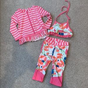Ruffle Butts 3 piece swim set